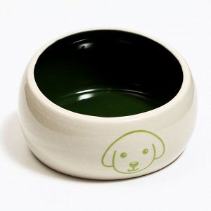 Миска керамическая со скошенным краем «Верный пес», 10,5 х 5,6 см, бело-зеленая, 480 мл