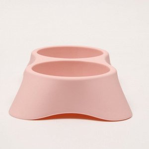 Пижон Миска пластиковая двойная, 28 х 16 х 5 см, розовая