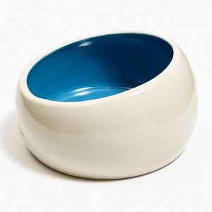 Миска для собак «Верный пес», керамическая, со скошенным краем, 10,5 х 5,6 см, бело-синяя, 480 мл