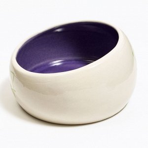Миска керамическая со скошенным краем «Верный кот», 10,5 х 5,6 см, бело-фиолетовая, 450 мл