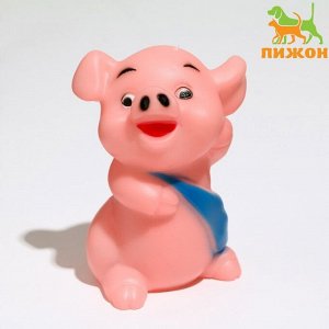 Игрушка пищащая "Веселая свинка - Обжорка" для собак, 9 см   7442169