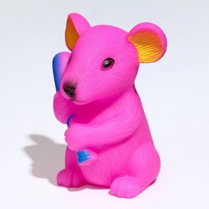 Игрушка пищащая "Мышь" для собак, 9 см, розовая
