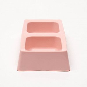 Миска пластиковая двойная, розовая, 29 х 15 х 6 см см, 330 мл