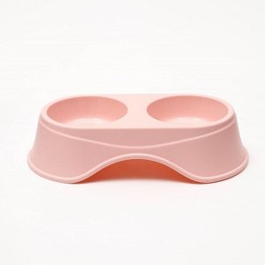 Пижон Миска пластиковая двойная, розовая, 36,5 х 19 х 9 см, 400 мл