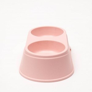 Пижон Миска пластиковая двойная, розовая, 36,5 х 19 х 9 см, 400 мл