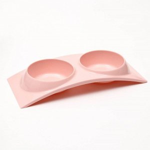 Миска пластиковая двойная, 38,5 х 16,7 х 5 см, розовая