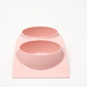 Миска пластиковая двойная, 38,5 х 16,7 х 5 см, розовая