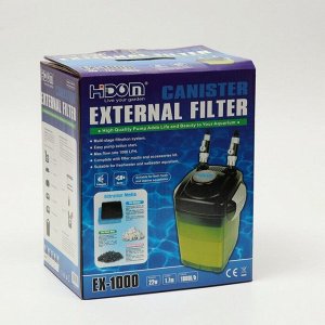 Внешний фильтр Hidom EX-1000, 22 Вт, с комплектом наполнителей и аксессуаров, 1000 л/ч