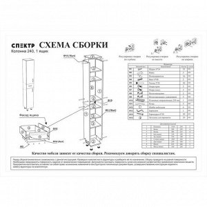 Пенал 24 с ящиком правый 194 см х 24 см х 26,6 см