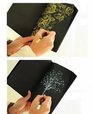 Творческий блокнот для скетчинга и рисования, черная бумага, В5