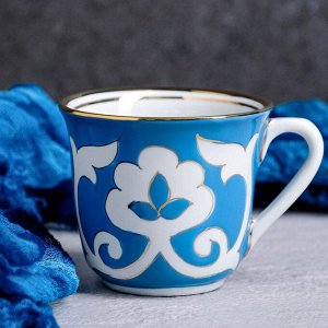 Чашка чайная Пахта голубая в золоте, 220 мл