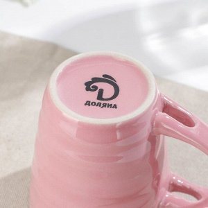 Кружка керамическая с ложкой Доляна «Ноель», 280 мл, цвет розовый
