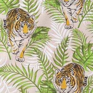 Новогоднее полотенце Тигр в листьях 39х60 см, беж, хлопок 100%, 200г/м2