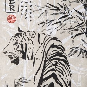 Новогоднее полотенце Тигр Япония 45х60 см, лен 50%, хлопок 50%, 160г/м2