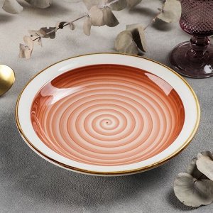 Тарелка керамическая глубокая «Крафт», 450 мл, d=22 см, цвет оранжевый