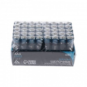 Батарейка алкалиновая (щелочная) LuazON, AAA, LR03, набор 40 шт