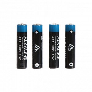 Батарейка алкалиновая (щелочная) LuazON, AAA, LR03, спайка, 4 шт