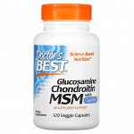 Doctor&#039;s Best, глюкозамин, хондроитин и МСМ с OptiMSM, 120 вегетарианских капсул