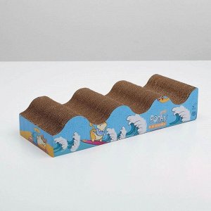 Когтеточка из картона с кошачьей мятой «Лови волну», волна с дном, 45 x 18 см