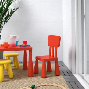 IKEA МАММУТ Детский стул, д/дома/улицы, красный