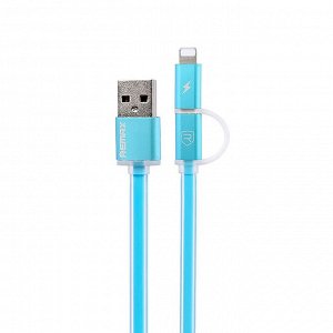 Кабель USB - micro USB Remax RC-020t Aurora 2in1 micro USB/lightning 100см (blue)