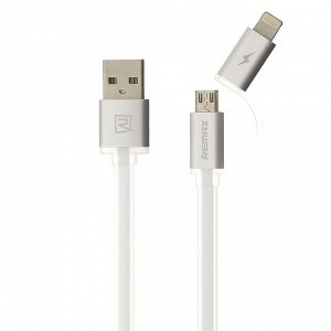 Кабель USB - micro USB Remax RC-020t Aurora 2in1 micro USB/lightning 100см (white)