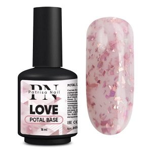 Patrisa Nail POTAL Love base каучуковая молочно-розовая база с розовой поталью