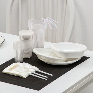 Набор одноразовой посуды «Биг-Пак №1», 6 персон, цвет белый