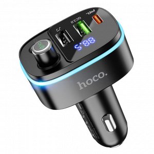 Earldom Автомобильное зарядное устройство модулятор HOCO E62 FAST 1*Type-C + 2*USB + FM-трансмиттер, 3.0A, черный, дисплей, подсветка