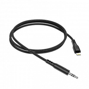 Переходник Аудио-кабель HOCO UPA18 Lightning - Jack 3.5 1м черный