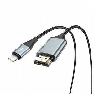 Кабель Audio&video HD c Apple Lightning на HDMI HOCO UA15 2м, черный