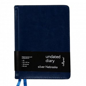 Ежедневник недатированный "Небраска" формат A6, 136 листов в клетку, кожзам, цвет синий, серебряный срез, 2 ляссе, перфорированные уголки