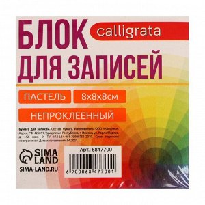 Блок бумаги д/записей 8х8х8 Зебра: 5цв пастель 80г/м2, белая 65г/м2