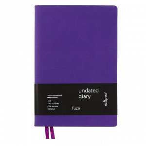 Ежедневник недатированный "Fuze" формат A5, 136 листов в клетку, кожзам, цвет фиолетовый, красный срез, 2 ляссе, перфорированные уголки