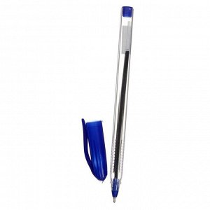 Ручка шариковая 1,0 мм, стержень синий, корпус треугольный прозрачный,масляные чернила (штрихкод на шт)
