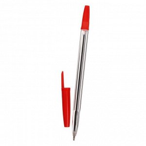 Ручка шариковая 0.7 мм, прозрачный корпус, стержень красный