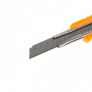 Нож канцелярский 9мм пластик с мет направляющ фиксатор МИКС на блистере