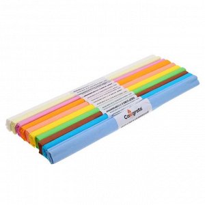 Набор бумаги крепированной 10 штук/10 цветов, 50 х 200 см, 30 г/м2, цвета "Пастель", рулон