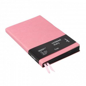 Ежедневник недатированный "Fuze" формат A5, 136 листов в клетку, кожзам, цвет розовый, черный срез, 2 ляссе, перфорированные уголки