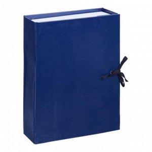 Короб архивный с завязками А4, корешок 80 мм Calligrata, бумвинил, синий, до 700 листов