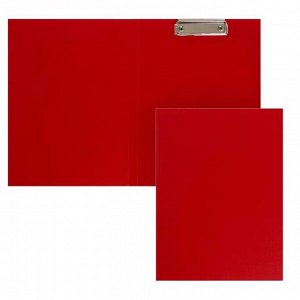 Папка-планшет с зажимом А4, 2 мм, прочная, картон/бумвинил, красная (клипборд с крышкой)