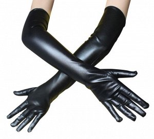 Перчатки черные длинные под латекс "Люкс" (Wetlook Glossy)