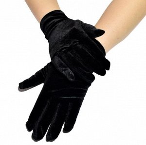 Перчатки чёрные бархатные короткие
