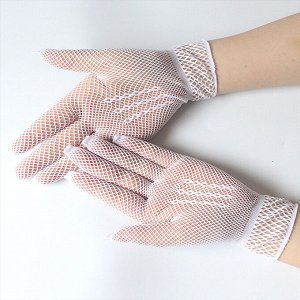 Перчатки белые короткие "Сетка"