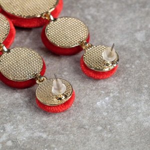 Серьги ассорти «Либеро» три диска, цвет красный в золоте