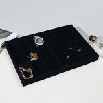 Подставка для украшений 9 мест и 12 полос для колец, 35*24*3 см, цвет чёрный