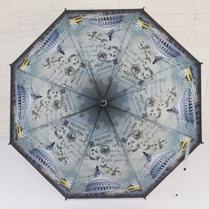 Зонт - трость полуавтоматический «Города», 8 спиц, R = 49 см, рисунок МИКС