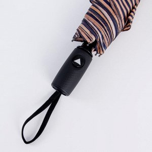 Зонт полуавтоматический «Полоска», прорезиненная ручка, 3 сложения, 8 спиц, R = 49 см, цвет МИКС