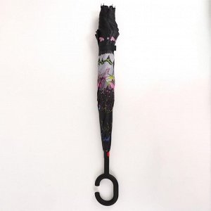 Зонт-наоборот, механический «Цветочный принт», 8 спиц, R = 53 см, ручка кольцо, цвет МИКС