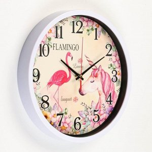 Часы настенные, серия: Классика, "Фламинго", дискретный ход, d=30 см, АА